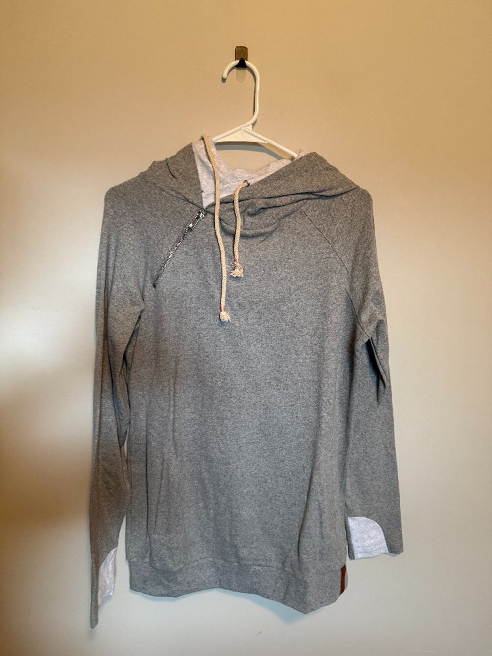 Ampersand Avenue Double Hood Sweatshirt Gray Side Zip Hoodie Size Large NWT